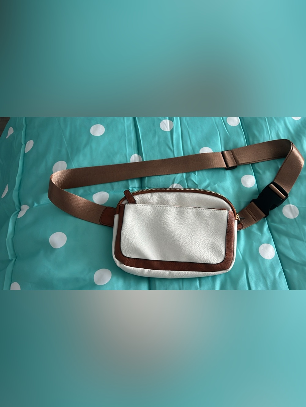 SHEIN White and Brown Crossbody Belt Bag